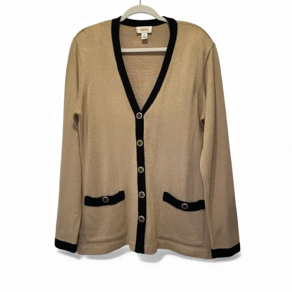 Talbots Tan and Black Cardigan with Pants Set size S